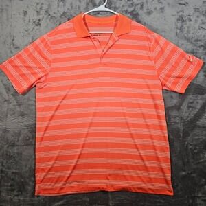 Nike‎ Golf Tour Performance Polo Shirt Dri-FIT Striped Orange XL